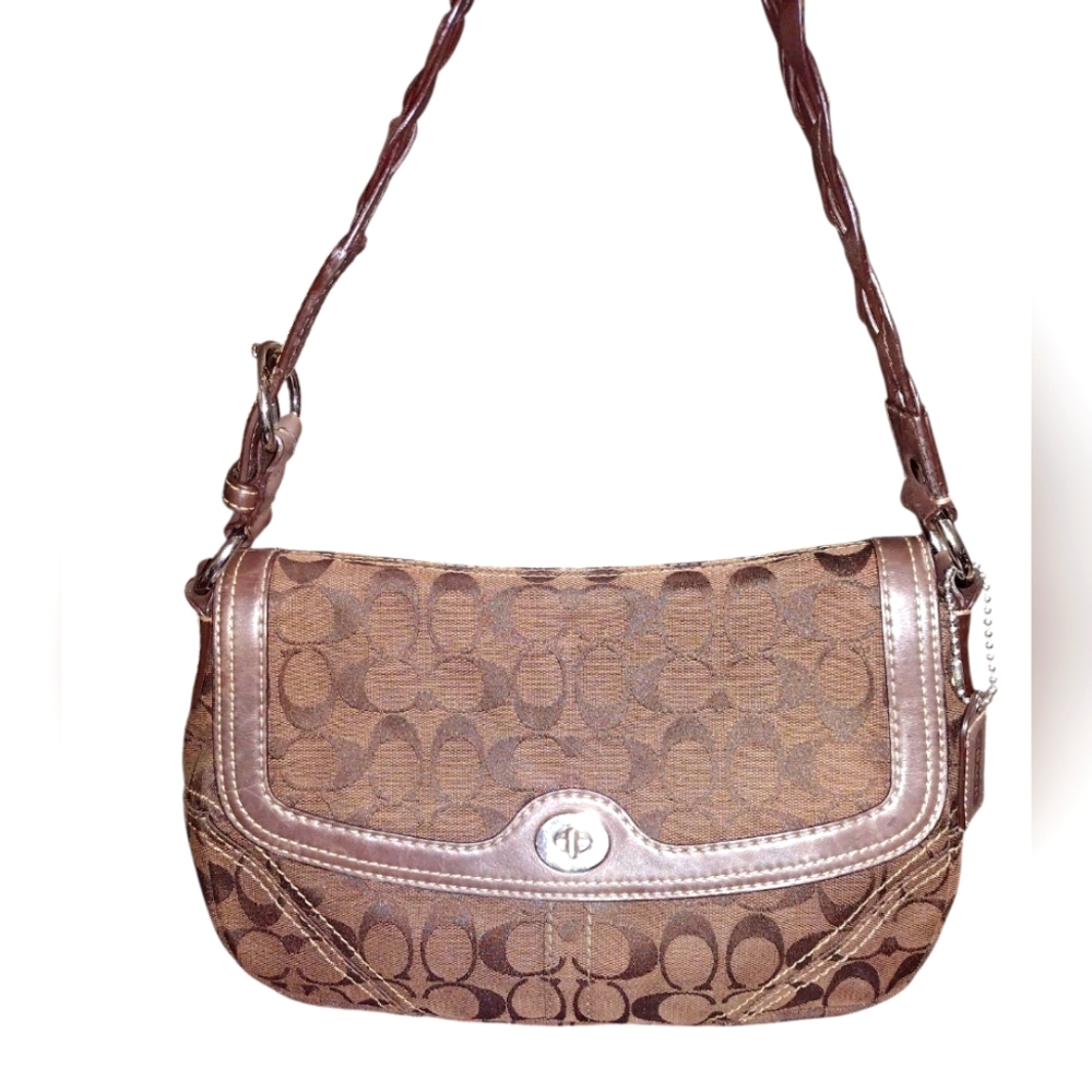 Coach Brown 🤎 Y2K Hobo Chelsea Braided Flap Shoulder Bag EUC